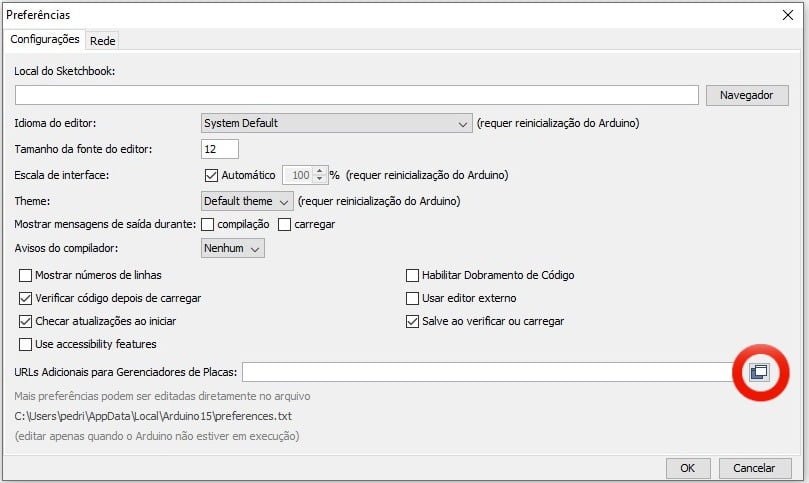 Ícone de edição de URLs adicionais de placas
