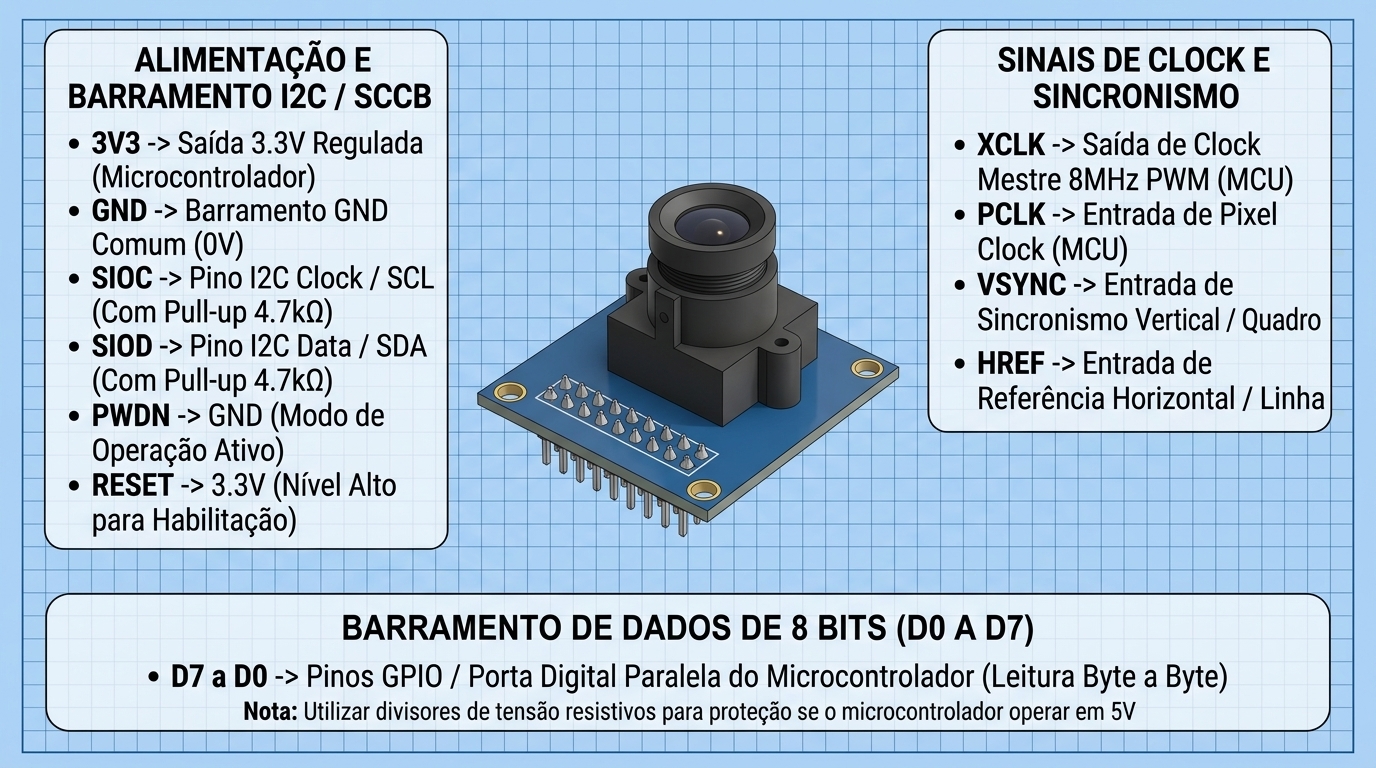 Diagrama de ligação elétrica do módulo Câmera VGA OV7670