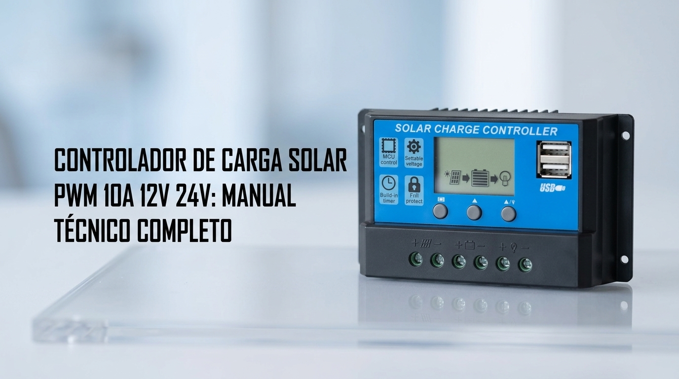 Controlador Carga Solar PWM 10A 12V 24V: Manual Técnico Completo