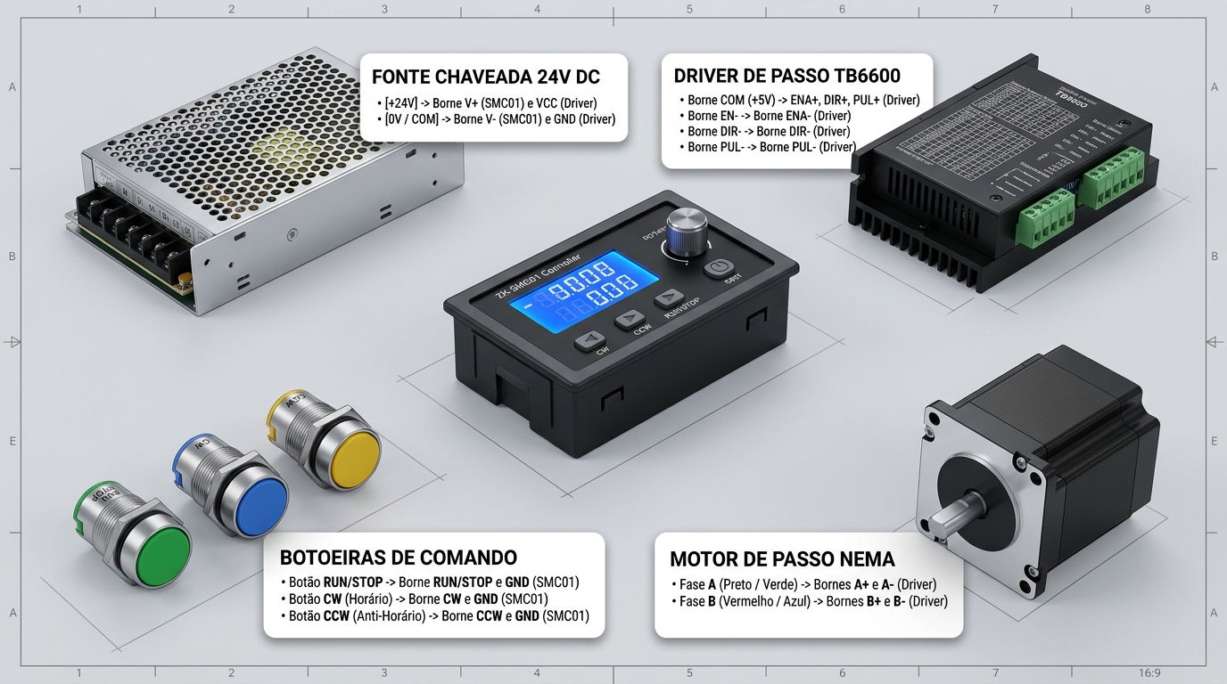Diagrama de ligação elétrica do Controlador Inteligente SMC01