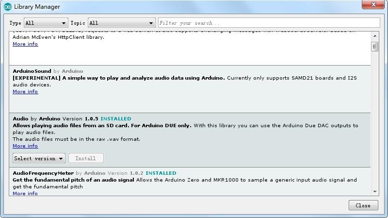 Interface de busca e instalação de bibliotecas
