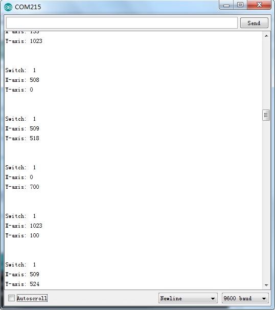 Ensaio prático com leitura de coordenadas no Monitor Serial
