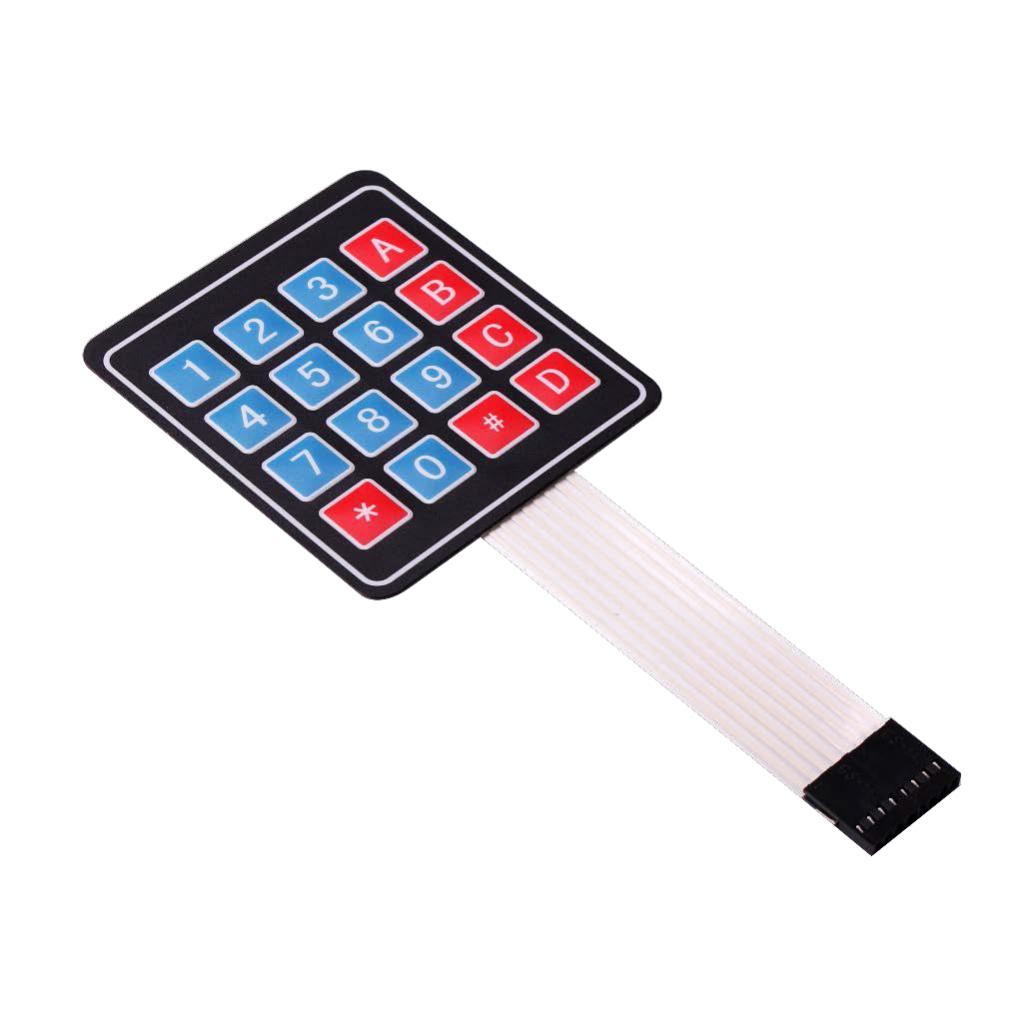 Teclado matricial de membrana 4x4 com conector flat de 8 vias