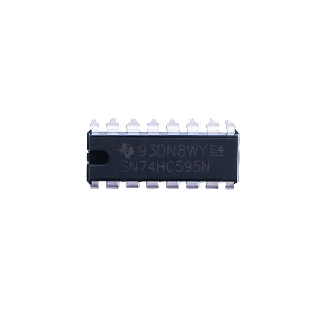 Pinagem completa e encapsulamento DIP-16 do CI 74HC595