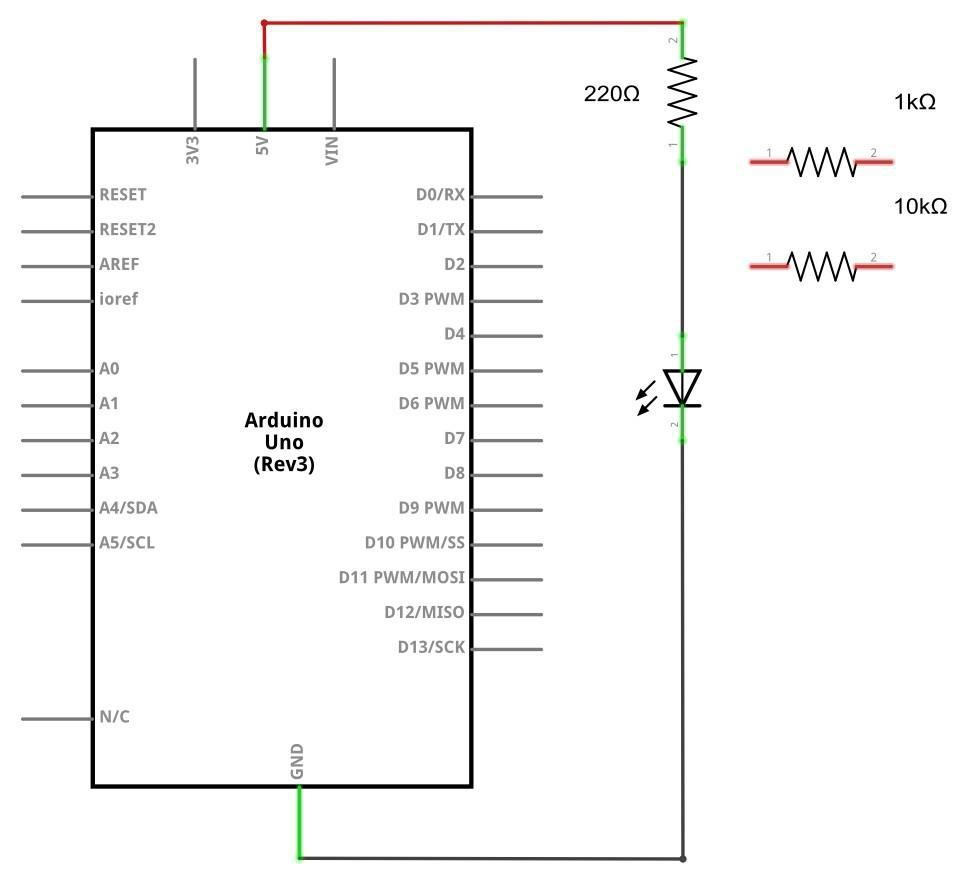 Diagrama de ligação na protoboard do circuito PWM com LED