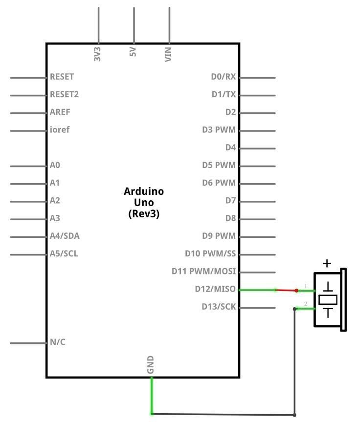 Diagrama esquemático de conexão do buzzer ativo