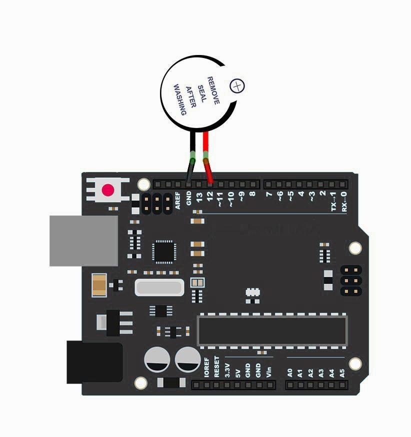 Ligação direta do buzzer ativo na protoboard e placa Arduino