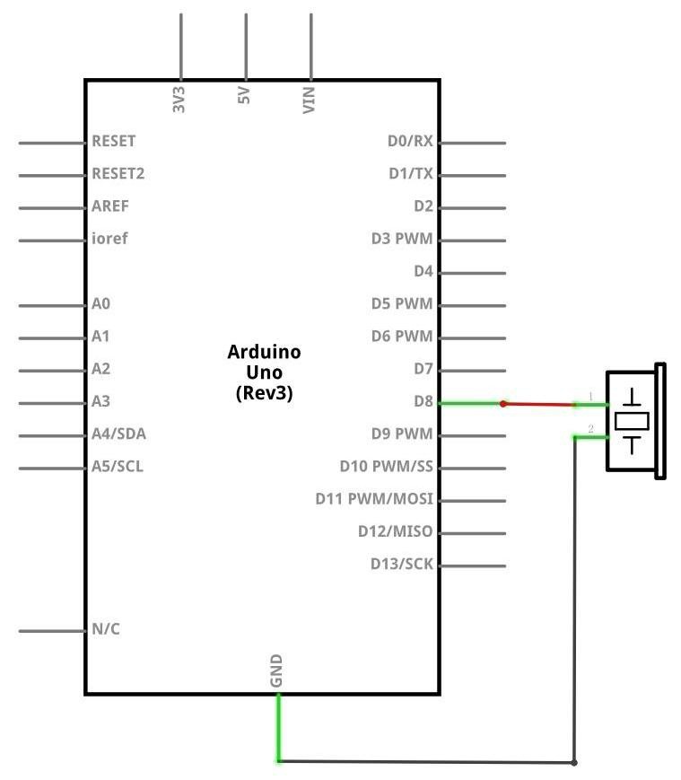 Diagrama esquemático de conexão do buzzer passivo com pino digital