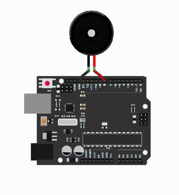 Diagrama de fiação do buzzer passivo no Arduino Uno