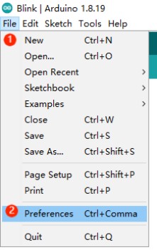 Configuração de URLs adicionais de placas nas preferências da IDE Arduino