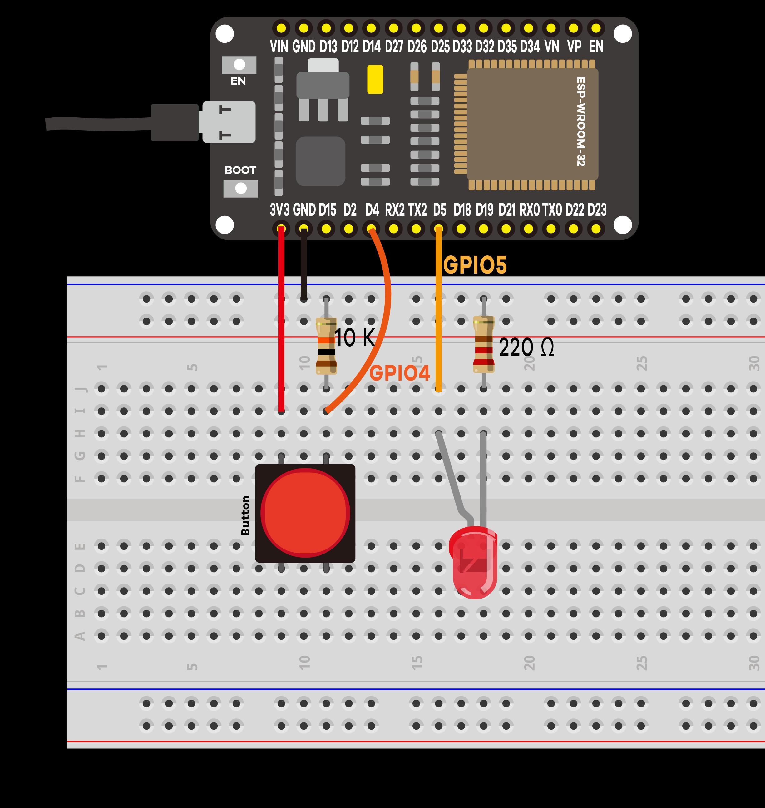 Diagrama prático de montagem na protoboard para o Projeto 1