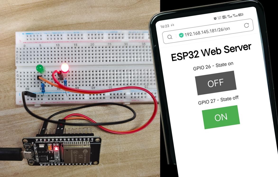 Interface Web atualizada indicando estado ON para o GPIO 26
