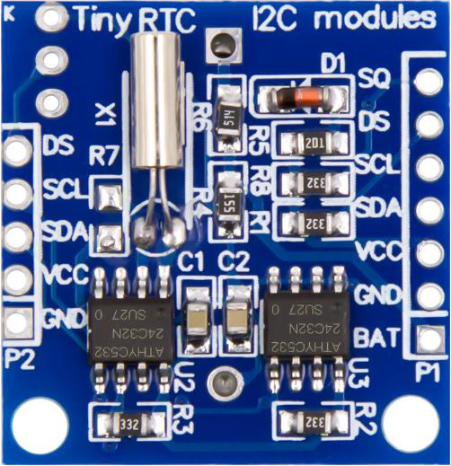 Módulo relógio RTC DS1307 com bateria de lítio CR2032 e cristal de 32.768 kHz