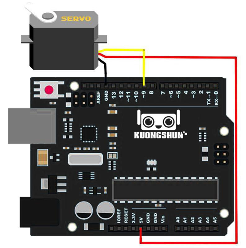 Diagrama de fiação direta do servomotor com a placa Arduino Uno R3