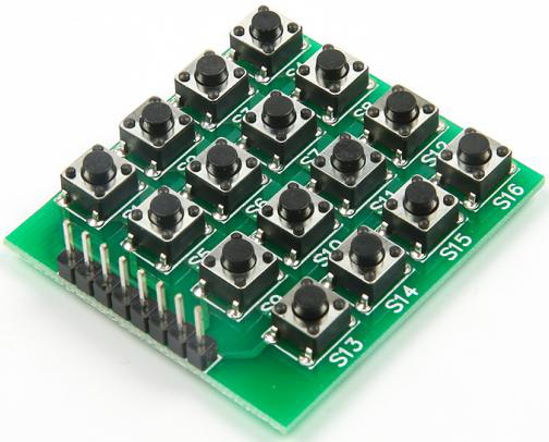 Teclado matricial flexível de 16 teclas com fita de conexão de 8 vias