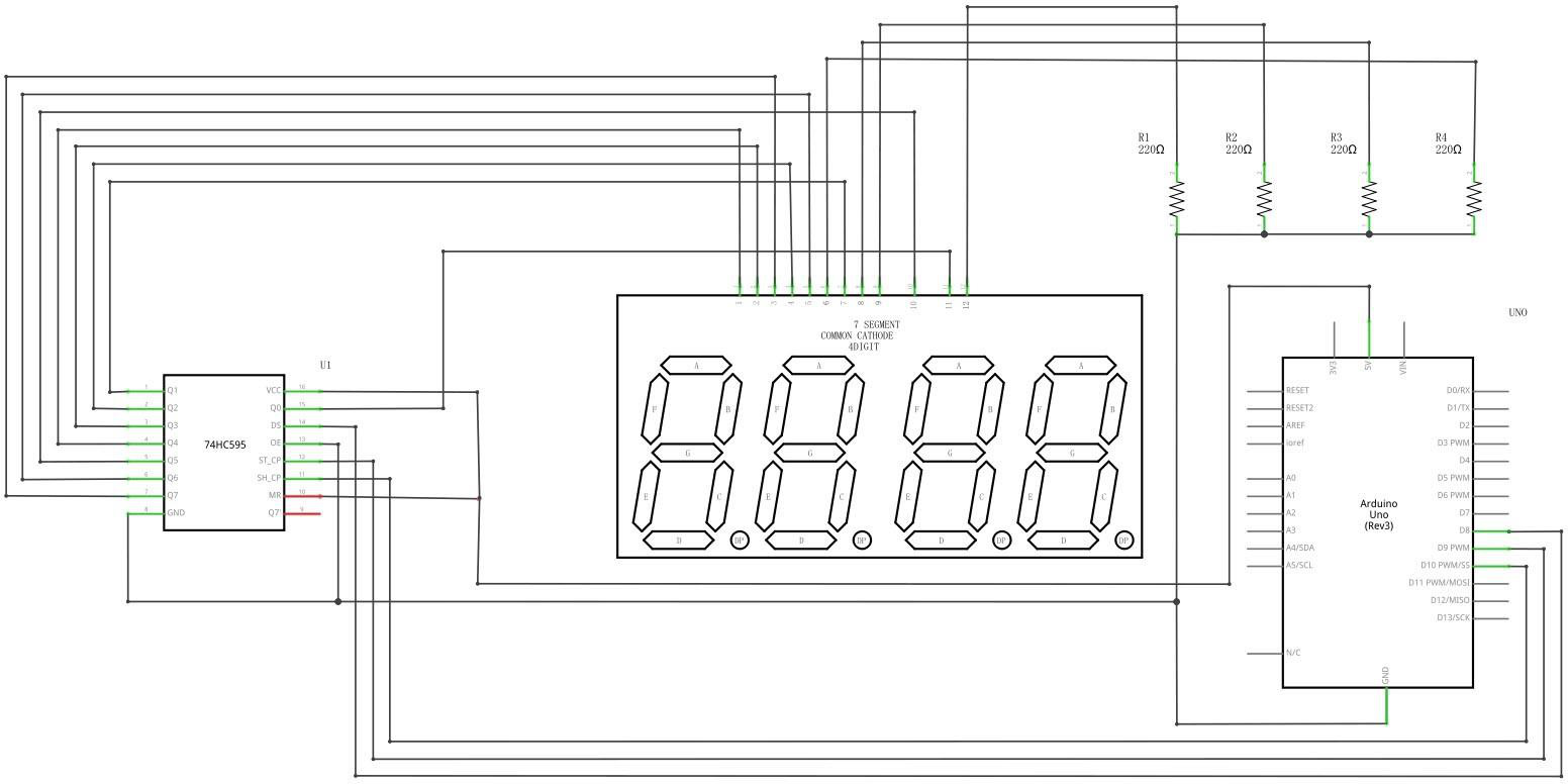 Esquemático multiplexado 4 dígitos