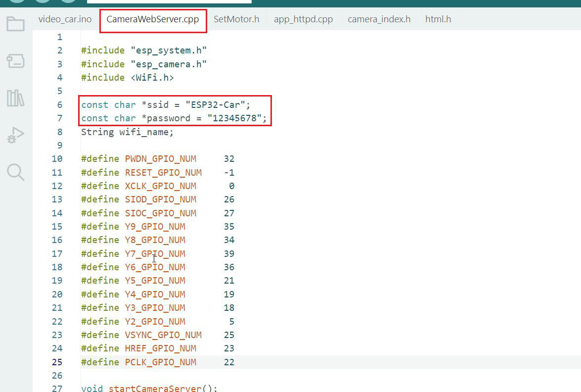 Ajustes de qualidade de imagem e velocidade do carro na interface Vision Web