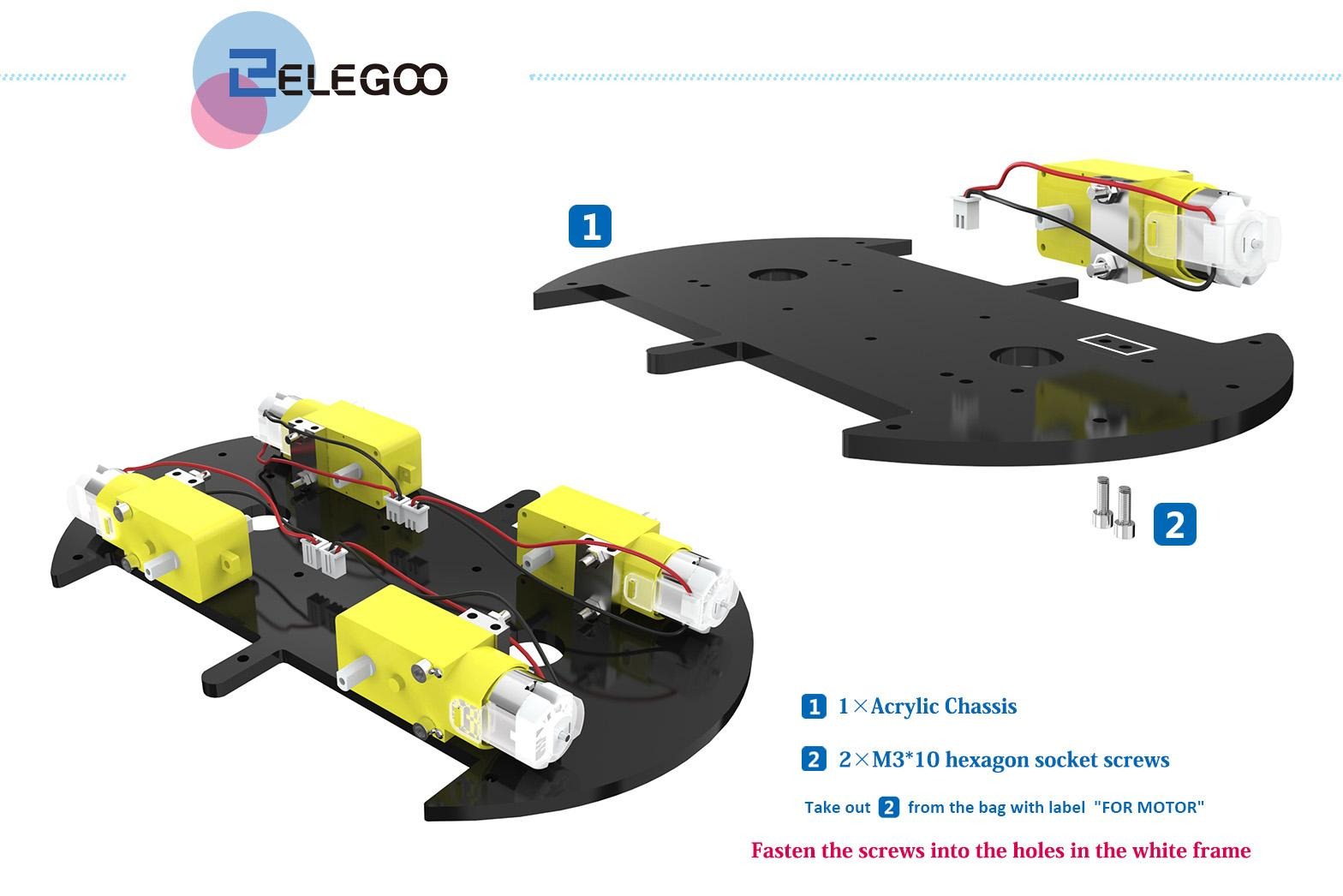 Passo 3: Fixação estrutural dos motores com parafusos M3