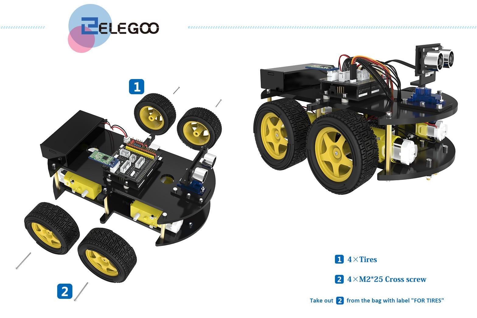 Kit Robô Inteligente 4WD AD118 totalmente montado e integrado com sensores e atuadores