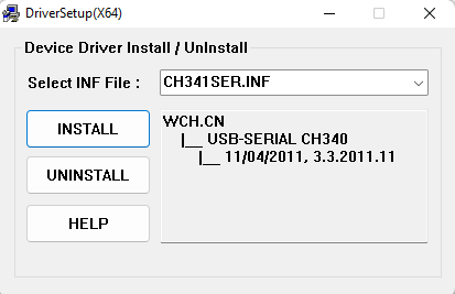 Janela do instalador DriverInstall com o botão INSTALL em destaque
