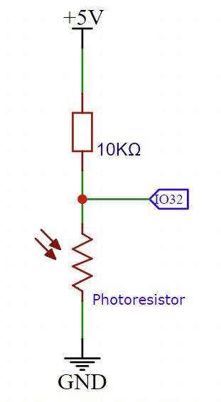 Montagem prática do fotoresistor LDR na breadboard com leitura analógica no GPIO 32