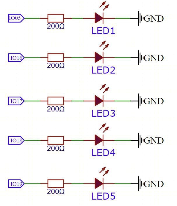 Montagem prática do efeito sequencial de LEDs na protoboard com a placa ESP32