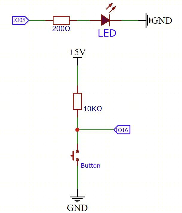 Montagem prática do controle liga-desliga por botão táctil na breadboard