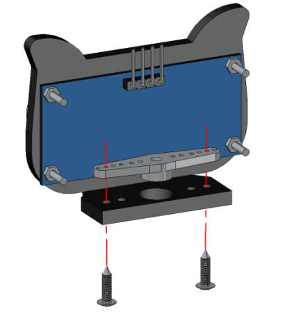 Passo 5.2: detalhe do rocker arm com os furos dos parafusos autoatarraxantes
