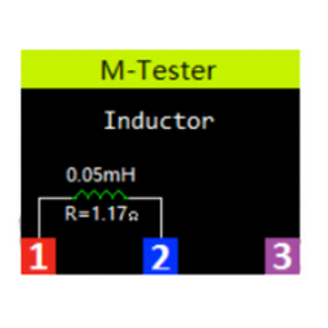 Exemplo de leitura de Indutor com indutância e resistência ôhmica no LCR-T7