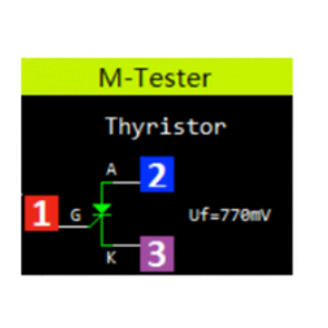 Exemplo de leitura de Tiristor no display do LCR-T7