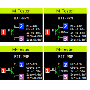 Exemplo de leitura de Transistor Bipolar BJT no display do LCR-T7