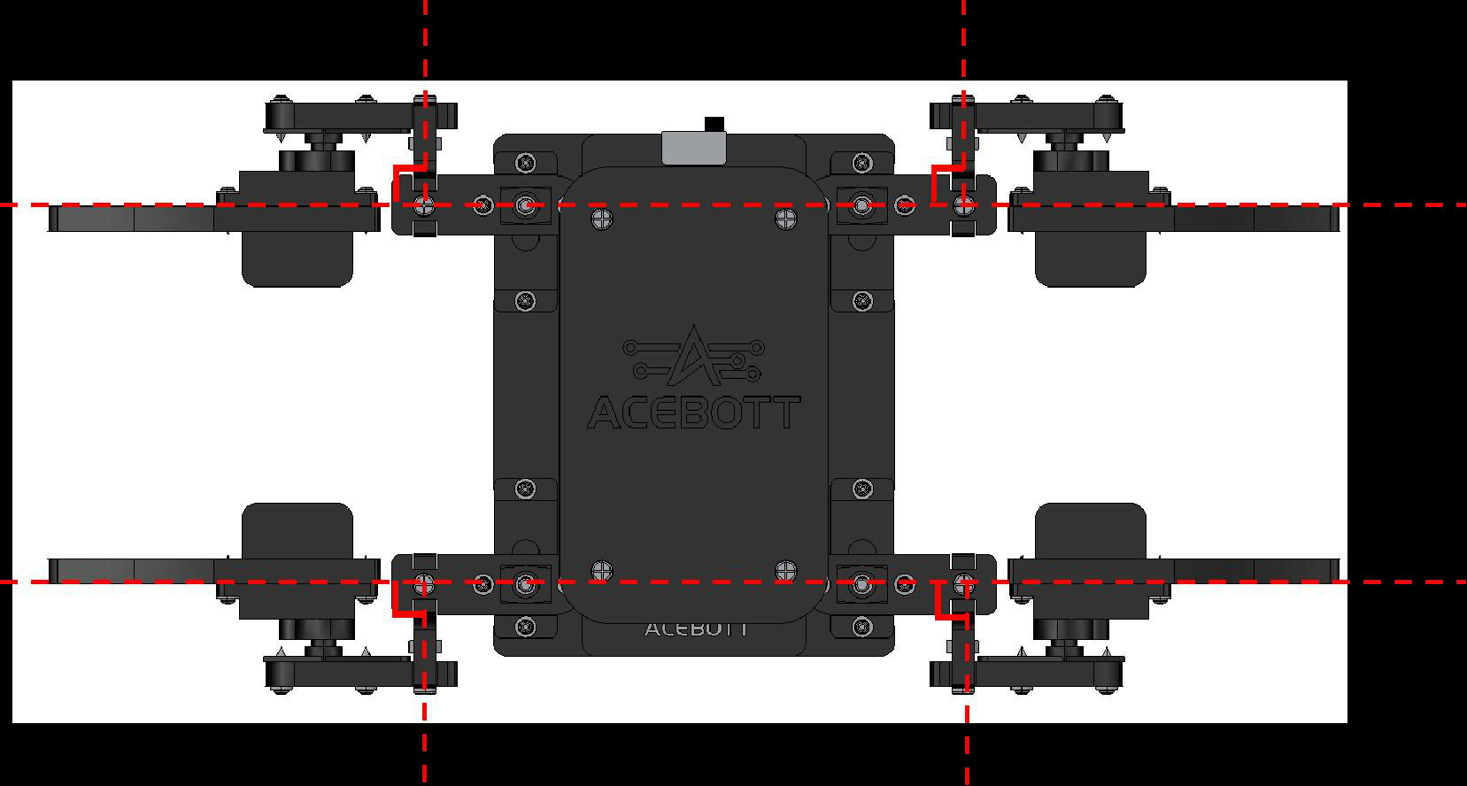 Diagrama de alinhamento dos ângulos de calibração para as quatro pernas do robô aranha
