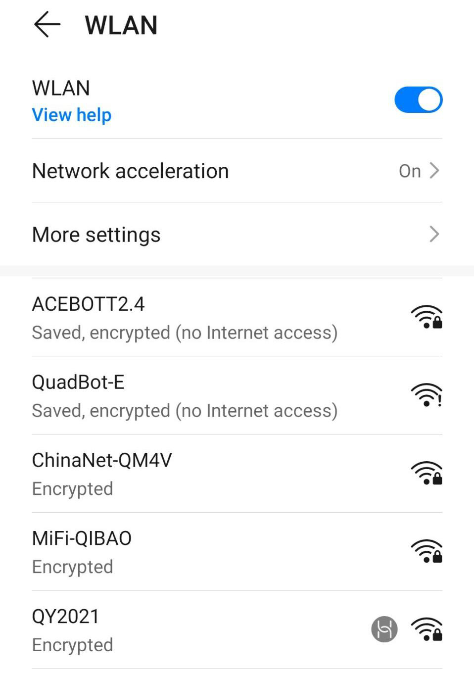 Tela de conexão Wi-Fi do smartphone