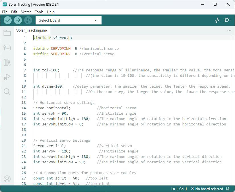 Abertura do programa de rastreamento na IDE