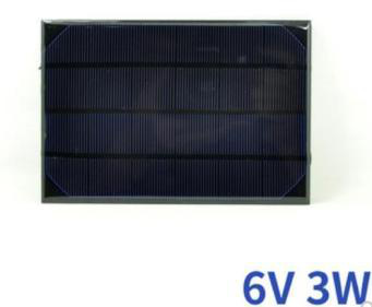 Painel monocristalino 6V 3W com dimensões e especificações