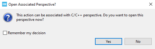 Abertura da perspectiva de programação em C e C++