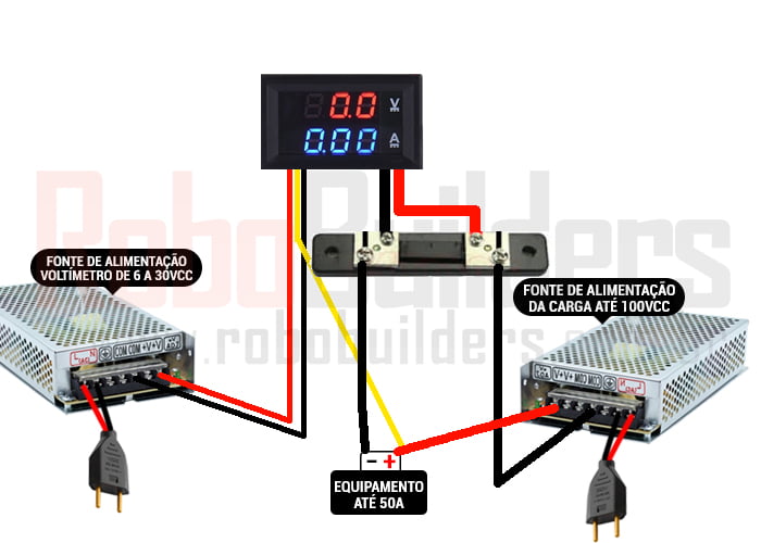 Diagrama esquemático original do fabricante para ligação do medidor com resistor shunt externo