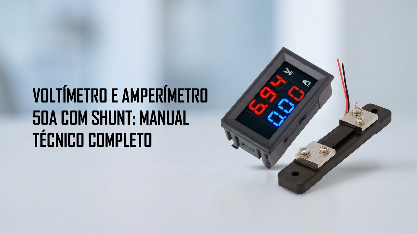 Voltímetro e Amperímetro Digital 50A com Shunt: Manual Técnico Completo