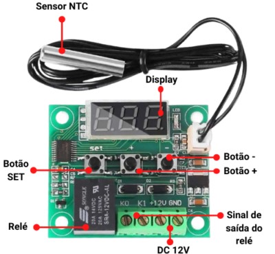 Diagrama elétrico de ligação do termostato W1209