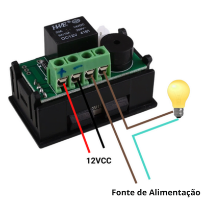 Esquema elétrico de ligação do termostato W1209-WK